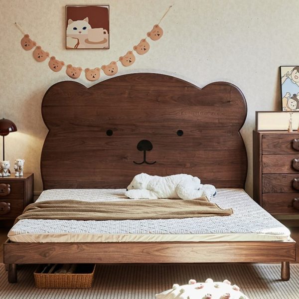 "Brown Trendy Lumber Standard Children Bed with Headboard for Gender Neutral"